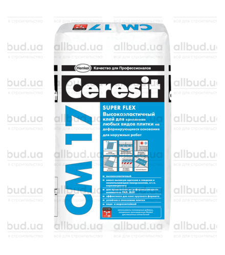 Клей для плитки эластичный Ceresit СМ 17 Super Flexible, 25 кг