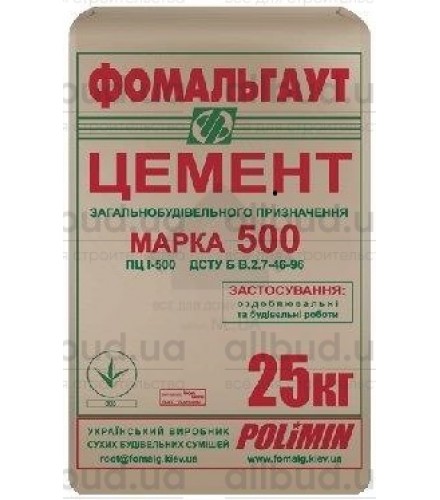 Цемент М500 Д0 ПЦ l (25 кг) Фомальгаут-Полимин